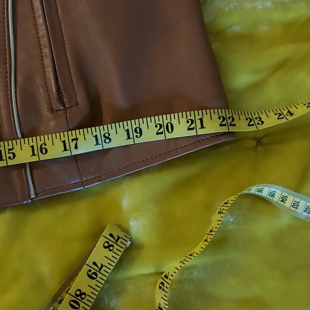 Baby Phat Women's Moto Leather Jacket Tan Cream Piping Removable Lining … - Picture 14 of 16